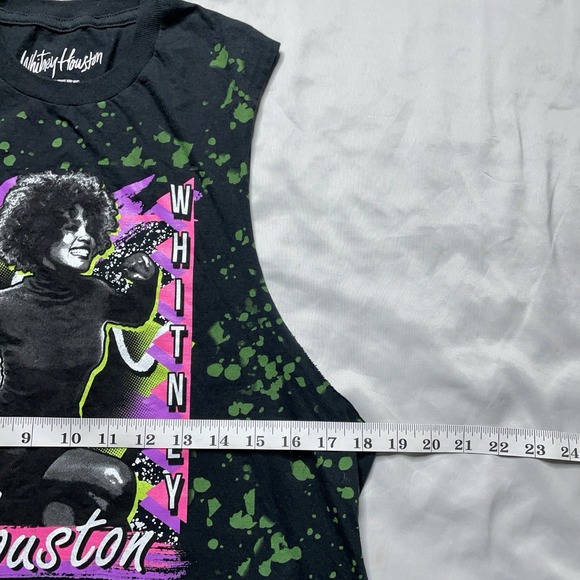 Whitney Houston Muscle Tank M Black Sleeveless Shirt 80s Style Neon Graphic Tee - Picture 7 of 8